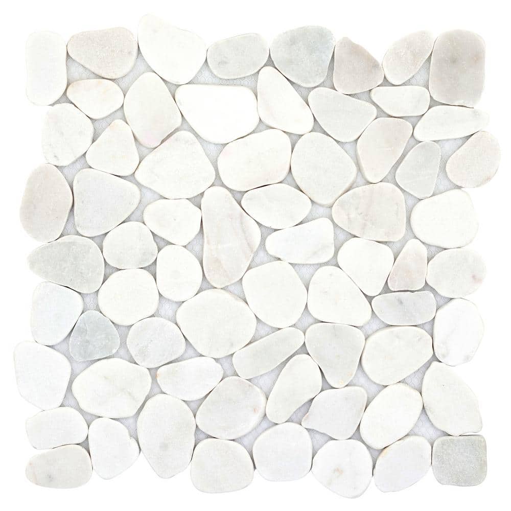 Cultura White Honed and Tumbled 11.81 in. x 11.81 in. x 8 mm Pebbles Mesh-Mounted Mosaic Tile (1 sq. ft.) price history on PriceWatchPro
