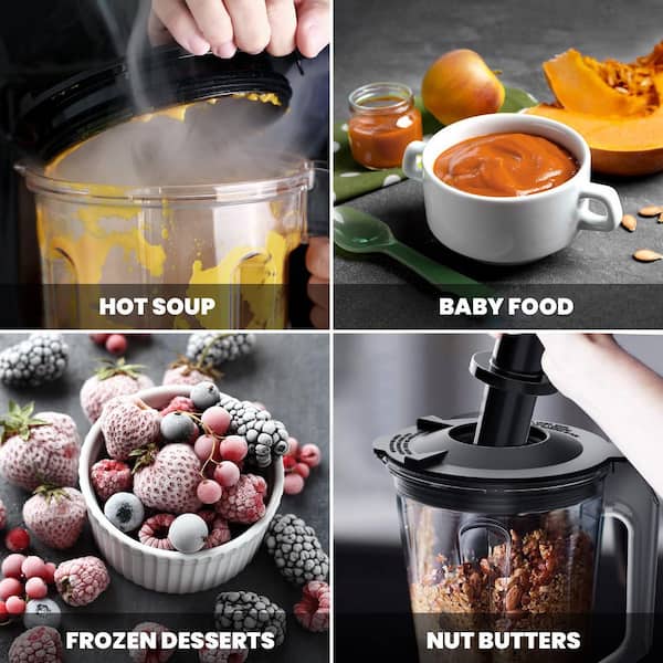 64 oz. 1500W Professional 9-Speeds Black Vacuum Blender with 6