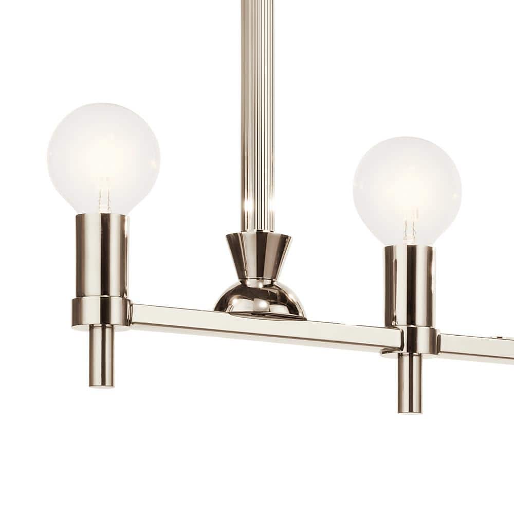 Torvee Nickel Textured 5-Light Linear Chandelier with Geometric Design