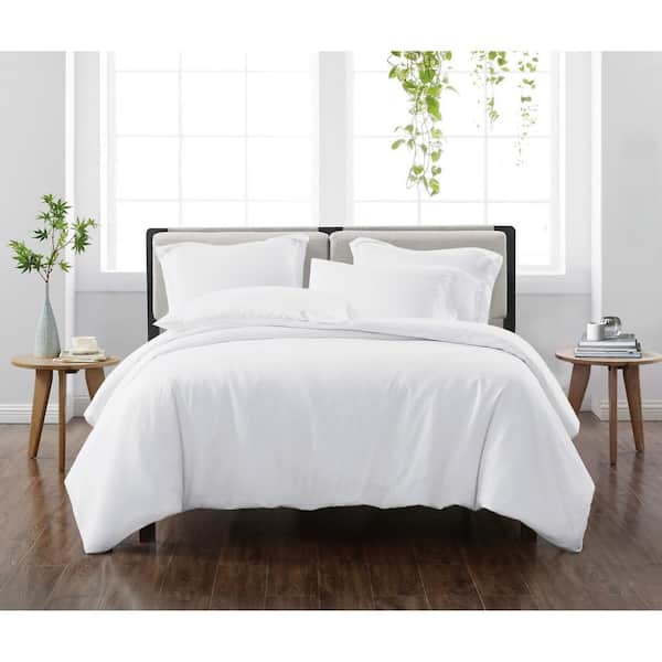 Solid White Full/Queen 3-Piece Duvet Cover Set