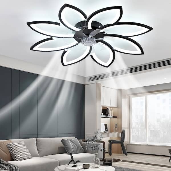 HKMGT 34.3 in. LED Indoor Black Smart Ceiling Fan with