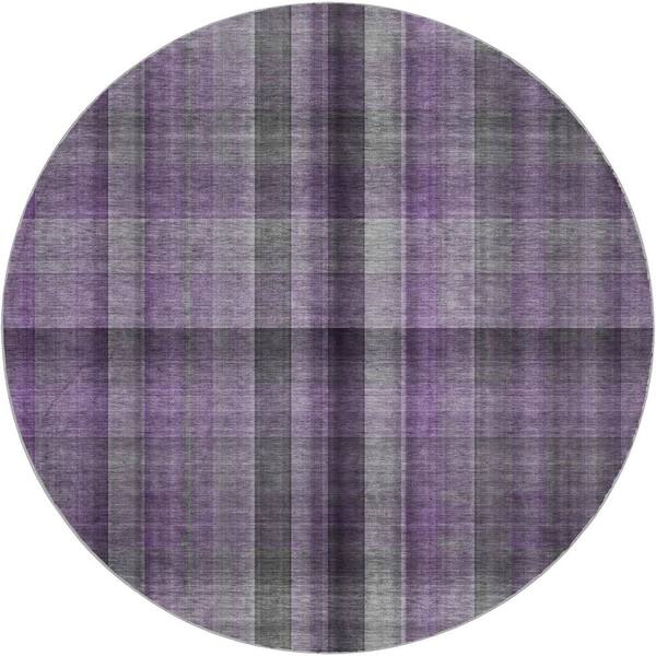 Dream Shag Premium Machine Washable Abstract ADS548 Purple 8 ft. x 8 ft. Round Rug