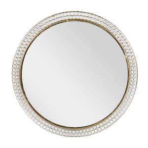37 in. x 37 in. Round Framed Gold Wall Mirror