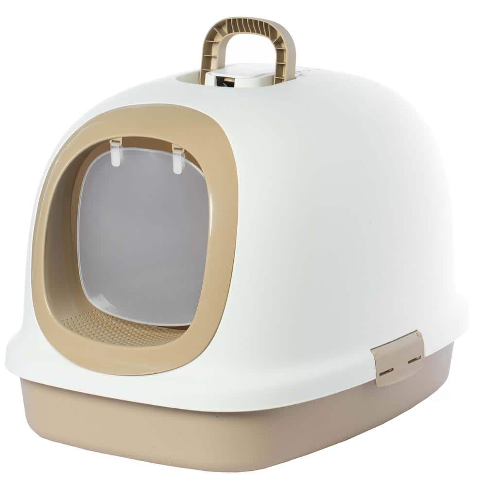 PAWSMARK Fully Enclosed Hooded Odor-Free Front Entry Cat Toilet ...