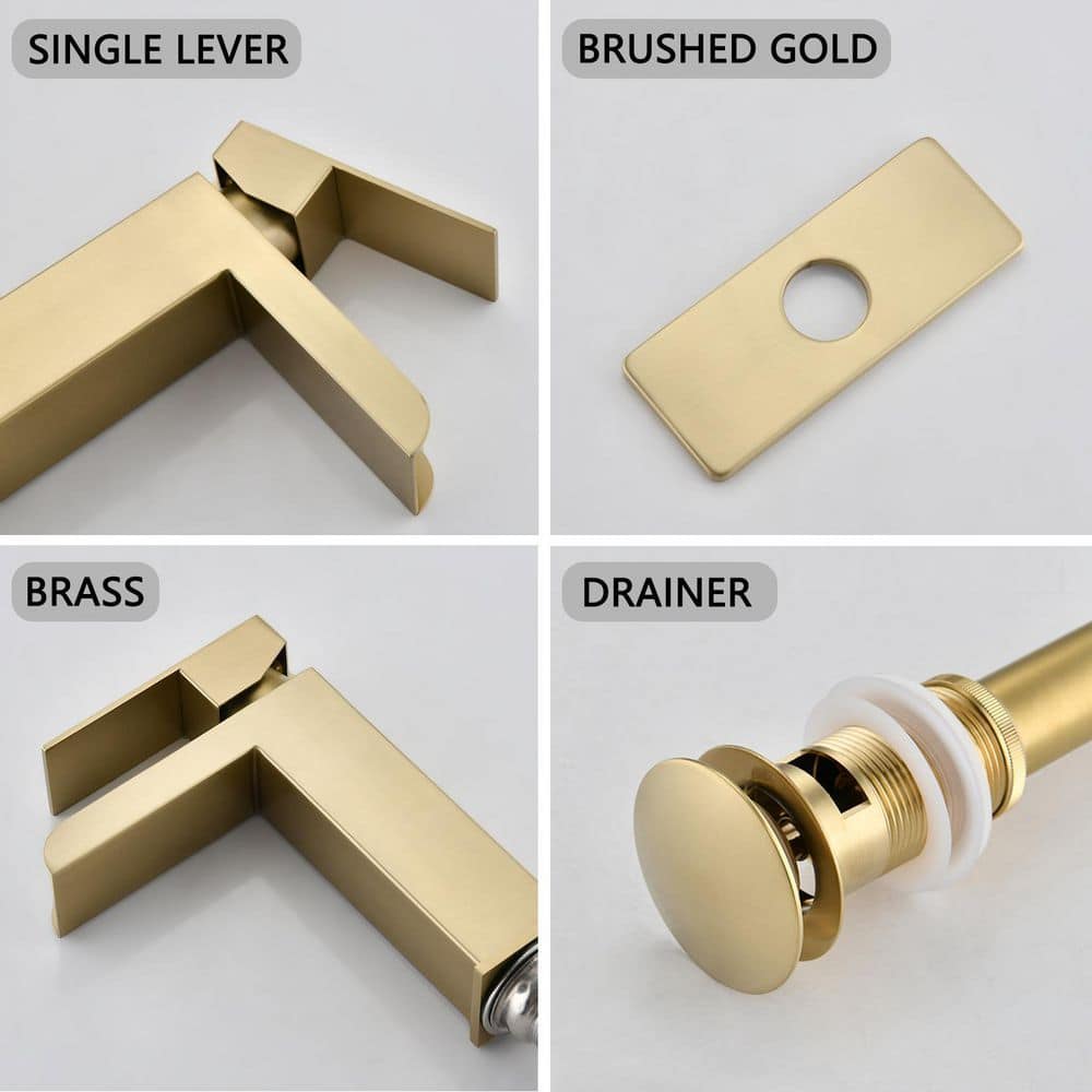 Brushed Gold Stainless Steel Single Handle Waterfall Faucet