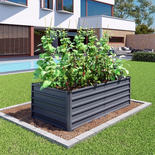 2-Piece 6 ft. x 3 ft. x 2 ft. Large Outdoor Galvanized Steel Raised Garden Bed Planter Box