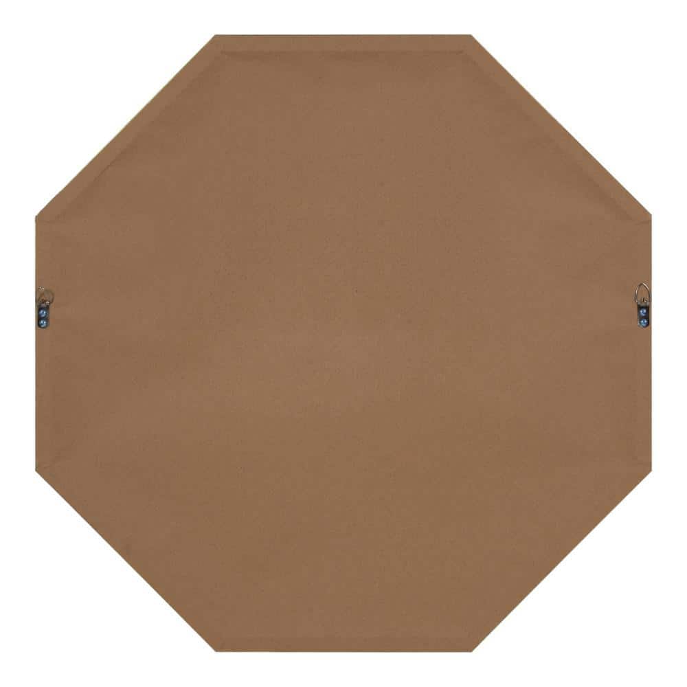 Gold Octagon Wall Mirror with Wood Frame, 34"