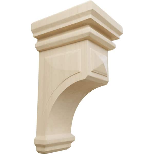 6 in. x 12 in. x 6-3/4 in. Rubberwood Large Woodruff Wood Corbel