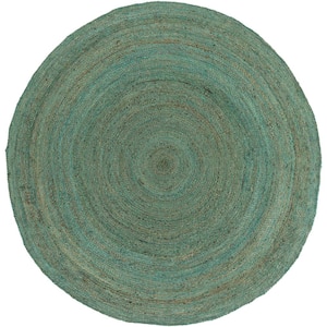 Carmichael Teal 5 ft. x 5 ft. Round Area Rug