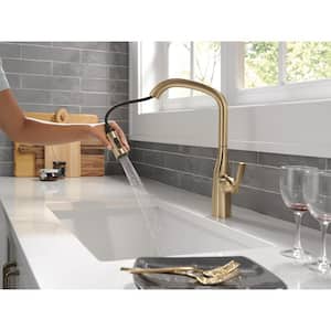 Stryke Single Handle Pull Down Sprayer Kitchen Faucet in Lumicoat Champagne Bronze