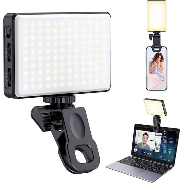 120 LED Phone Light Rechargeable Clip Black Video Light for iPhone Camera Laptop iPad 3 Adjustable Modes