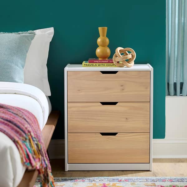 Rustic Unfinished Solid Pine 3-Drawer 22.4 in. W x 26.5 in. H x  13.8 in. D Natural Pine Wood Chest of Drawers,No Handle
