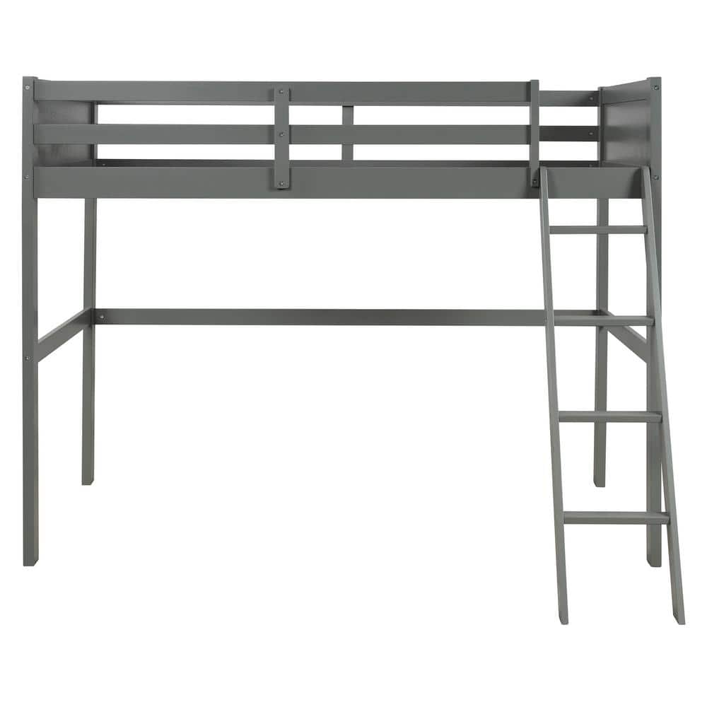 Angel Sar Gray Wood Twin Over Full Bunk Bed with Storage Cabinet, Loft ...