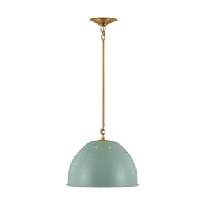 Robbie 15.375 in. W x 13.25 in. H 1-Light Eucalyptus Transitional Large Pendant Light with Steel Shade