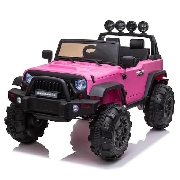Winado 12-Volt Pink 3-Speed Ride On Car Remote COntrol Truck with Storage Box MP3-LED Lights Kid