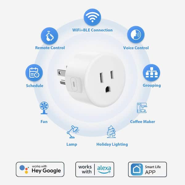 SYLVANIA SMART+ WiFi Smart Plug – 4-Pack, Works With Alexa & Google Home, Timer Schedules, No Hub Needed – White, Indoor Use Only