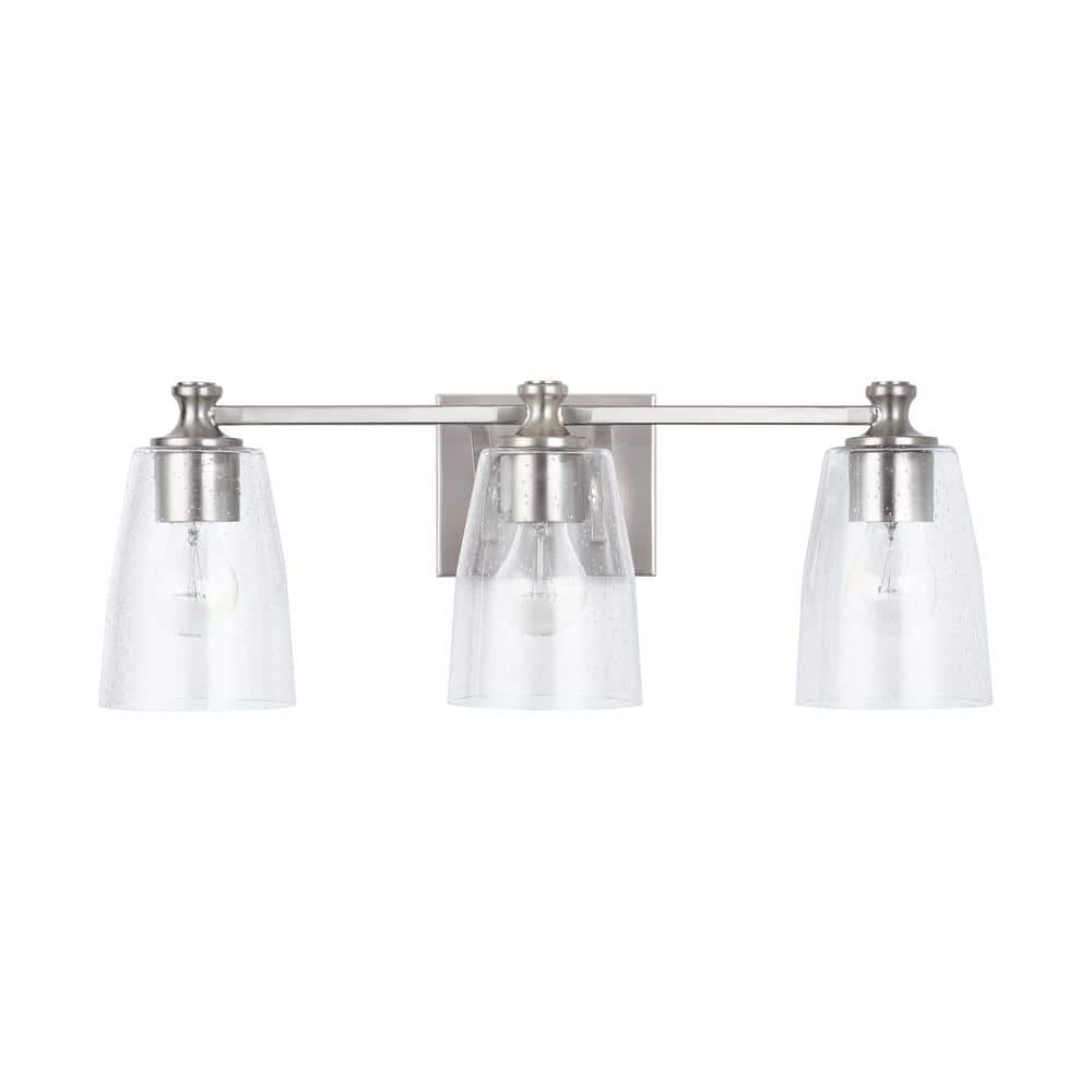 23 in. W x 8.5 in. H x 8 in. E 3-Light Clear Seeded Glass Vanity Light in Brushed Nickel price history on PriceWatchPro