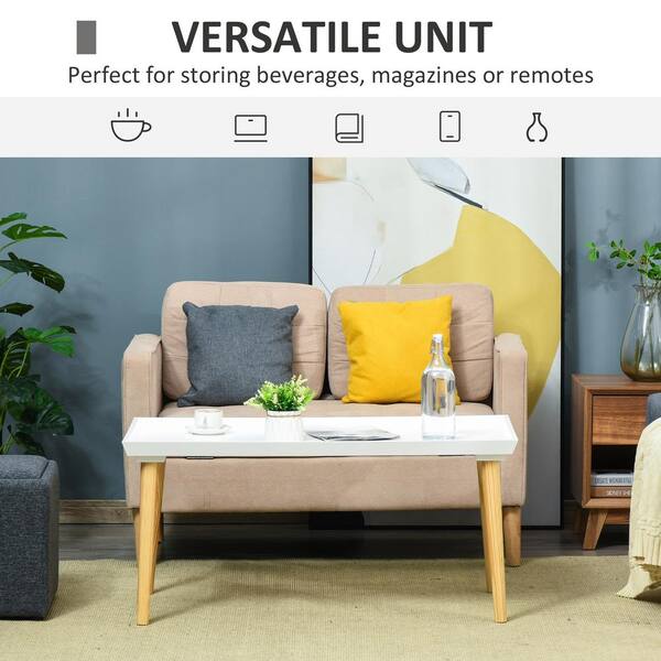 HOMCOM Nordic Tray Top Coffee Table with Solid Pine Wood Legs for Living Room or Bedroom White/Natural HOMCOM Nordic Tray Top Coffee Table with Solid Pine Wood Legs for Living Room or Bedroom White/Natural