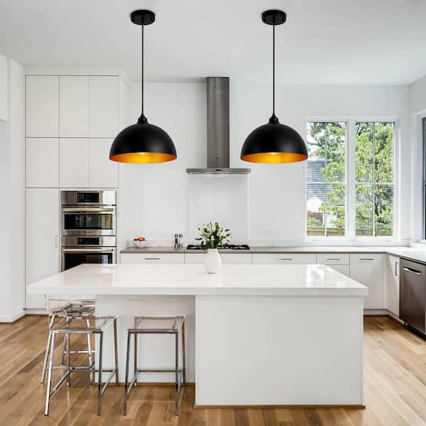 ZSMIHDOH 2-Light Black Modern Pendant Light with Metal Dome Shade