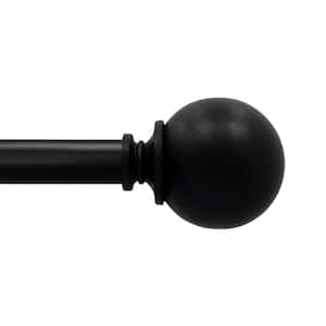36 in. - 66 in. Adjustable Single Curtain Rod 3/4 in. Dia. in Matte Black with Sphere finials