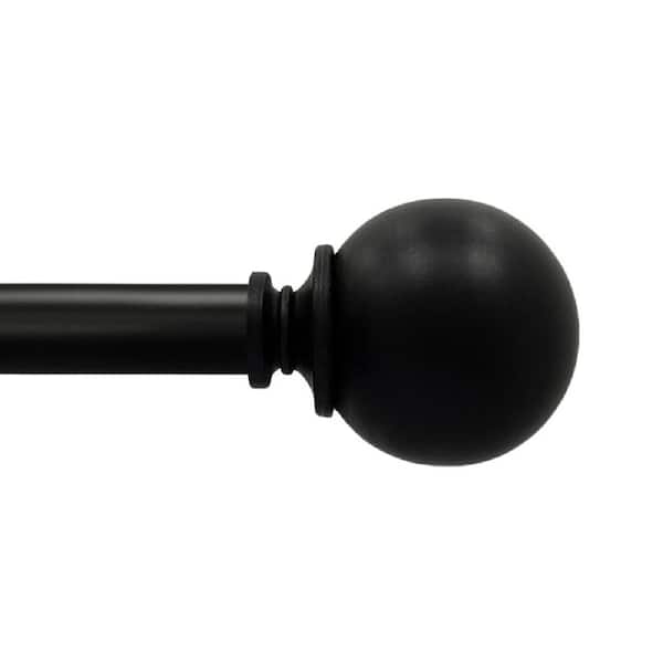 Lumi 66 in. - 120 in. Adjustable Single Curtain Rod 3/4 in. Dia. in Matte Black with Sphere finials