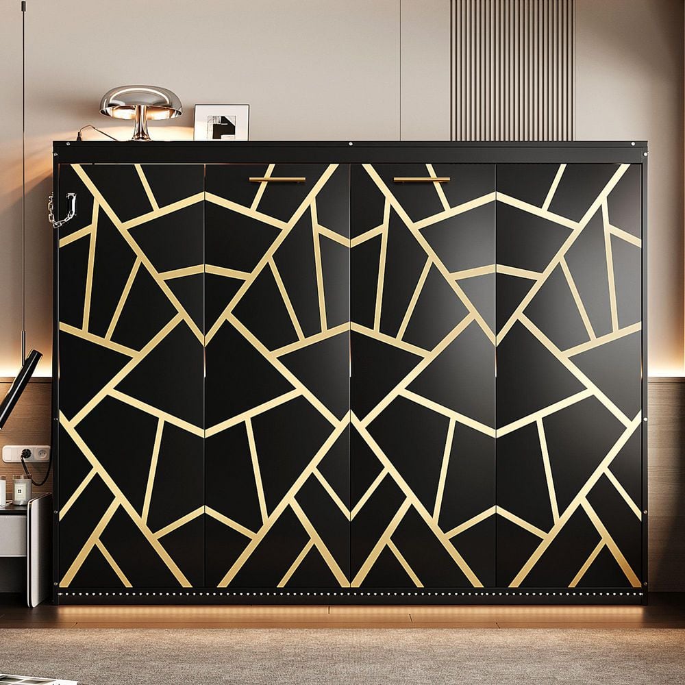 Black Wood Frame Queen Size Murphy Bed with Trendy Printed Pattern price history on PriceWatchPro
