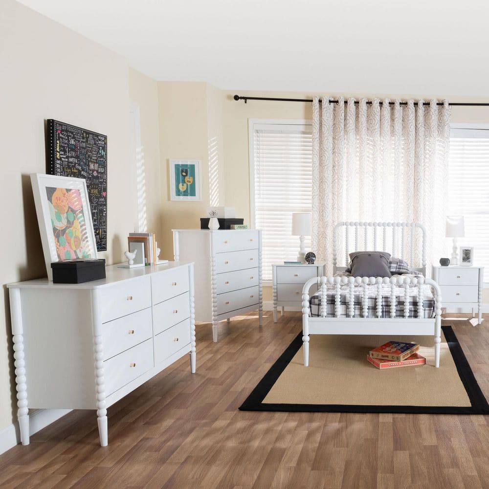 Lucera 5-Piece White Wood Twin Bedroom Set price history on PriceWatchPro