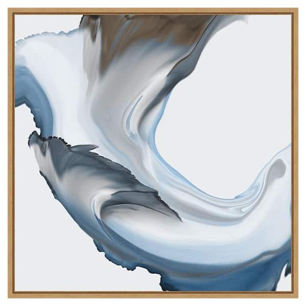 Amanti Art Liquid Blue Motion II by Alex Black 30 in. W x 30 in. H. Canvas Wall Art Print Framed in Brown