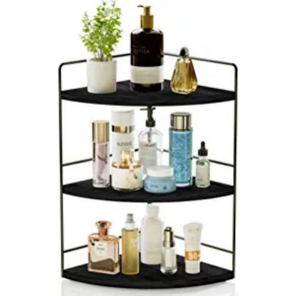 Dyiom Bathroom Organizer Countertop, 2-Pack of Bathroom Counter Organizer Decorative Tray Cosmetic Organizer, Black