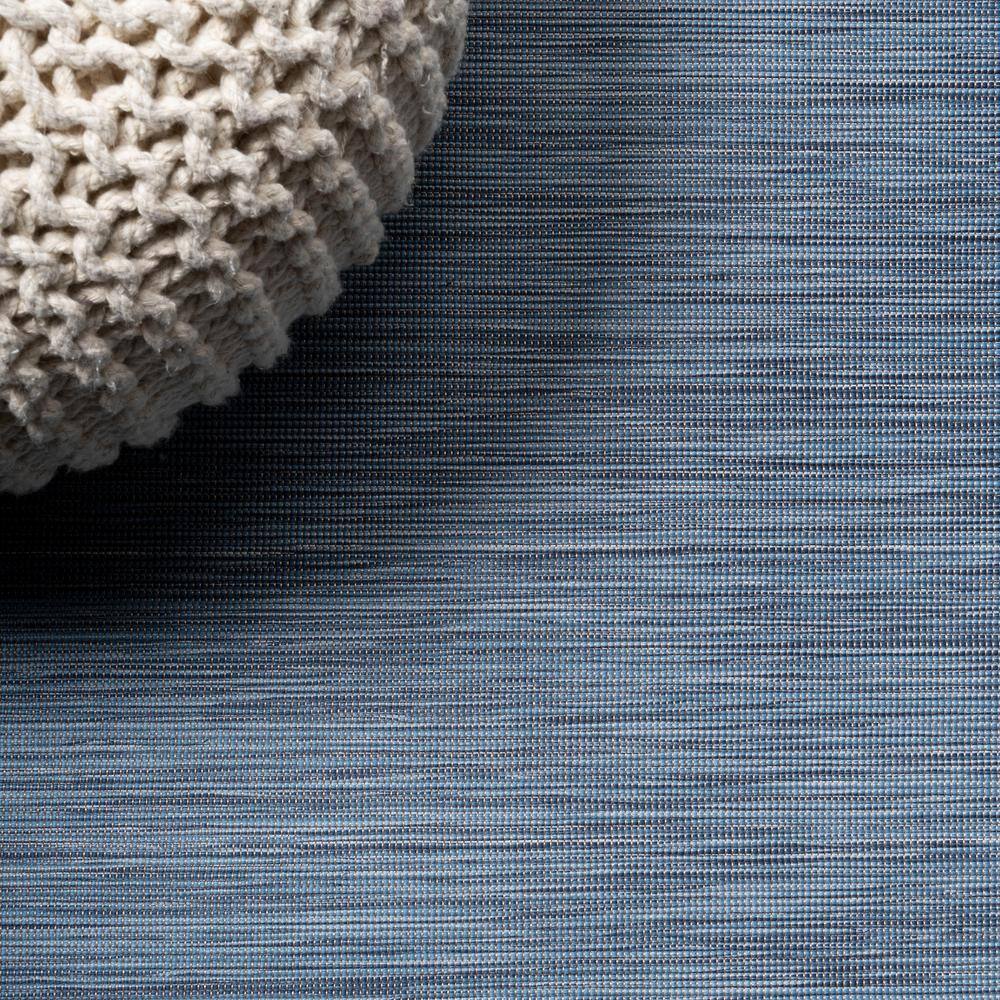 Blue 5' x 7' Solid Synthetic Flat Woven Reversible Rug