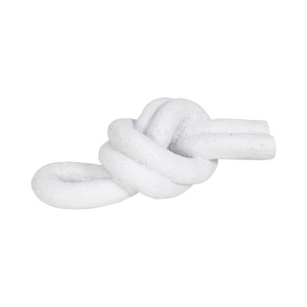 Liv & Skye White 9 in. x 3 in. Resin Novelty Solid Loop Knot Sculpture