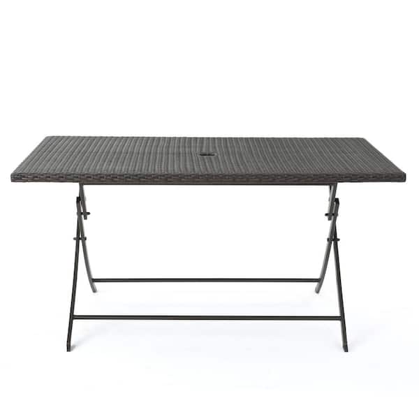 Unbranded Brown Multi PE Rattan Wicker Rectangle Outdoor Dining Table