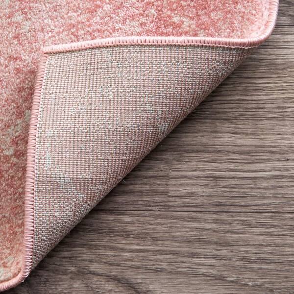 NEW Pink Blush Geometric Outdoor Patio BBQ Garden Washable Easy Clean Area  Rug