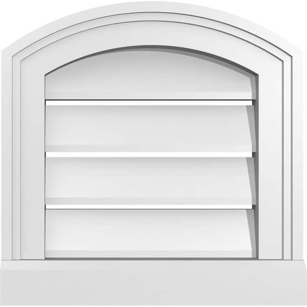 Ekena Millwork 12 in. x 42 in. Arch Top Surface Mount PVC Gable Vent: Decorative with Brickmould Sill Frame