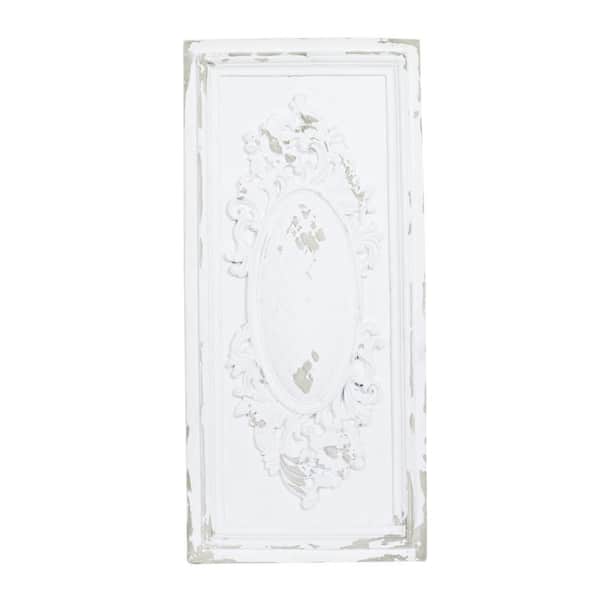 Litton Lane 39 in. x 18 in. White Fiberglass Vintage Floral Wall Decor
