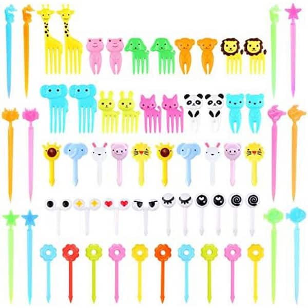 Animal Series Colorful Multi Animal Food Grade Reusable Bento Fruit Toothpicks Food Picks for Kids (156 Per Case)