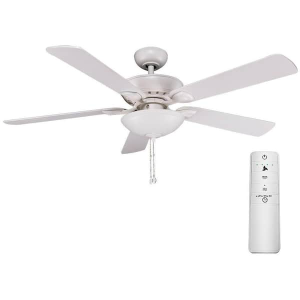 Hampton Bay Connor 52 in. LED Matte White Smart Ceiling Fan with Light Kit and WINK Remote Control