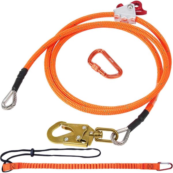SKYSHALO 16 mm Steel Core Flipline, 10 ft., 3 m Arborist Flipline, Flip Line for Tree Climbing with Alloy Steel Snap Hook, 30KN