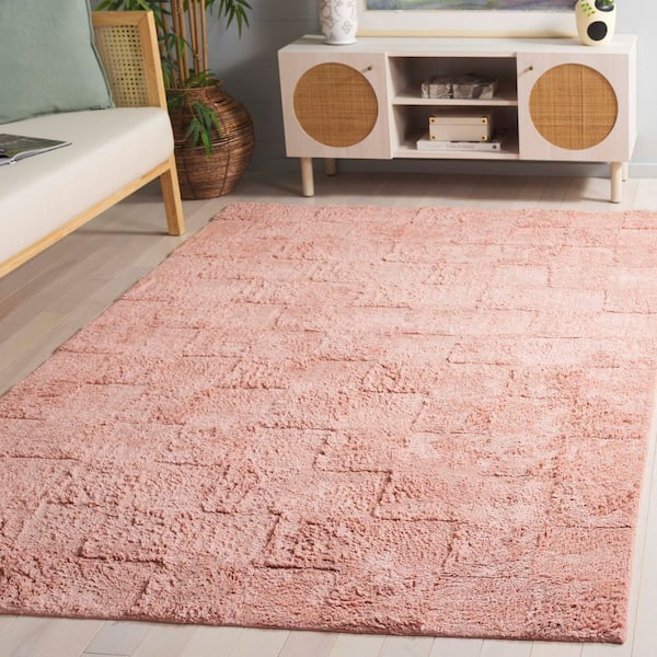 Easy Care Rose 6 ft. x 9 ft. High-Low Checkered Solid Area Rug