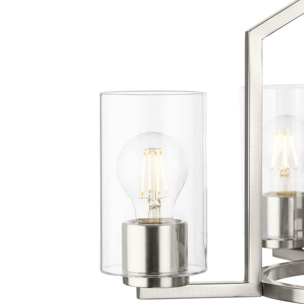 Brushed Nickel 5-Light Geometric Chandelier with Clear Glass Shades