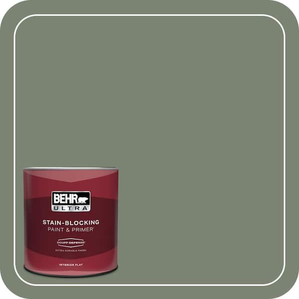 BEHR ULTRA 1 qt. #ICC-77 Sage Green Extra Durable Flat Interior Paint & Primer