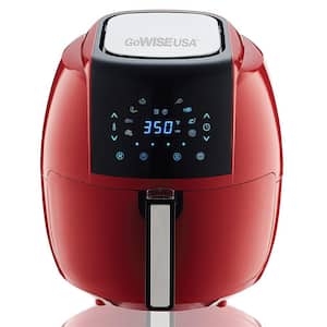 8-in-1 5.8 Qt. Chili Red Electric Air Fryer with Recipe Book