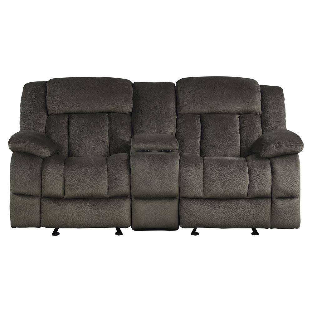 Magnus 79 in. W Chocolate Microfiber Double Manual Reclining Loveseat with 