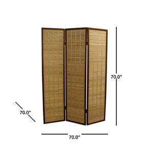 5.85 ft. Honey Brown 3-Panel Room Divider
