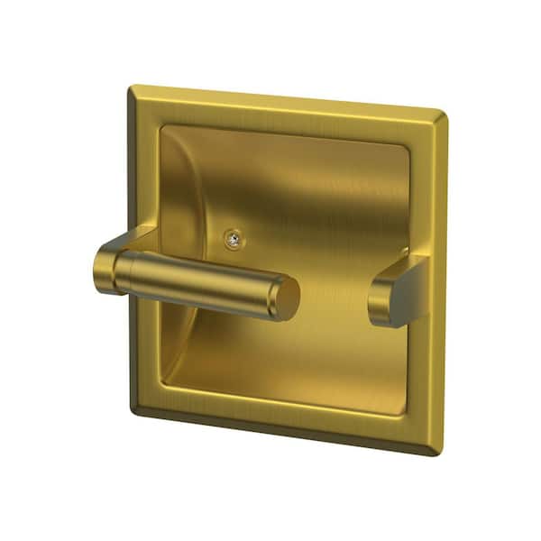Bathroom Recessed Toilet Paper Holder Wall Mount Rear Mounting Bracket Included Gold in Bathroom