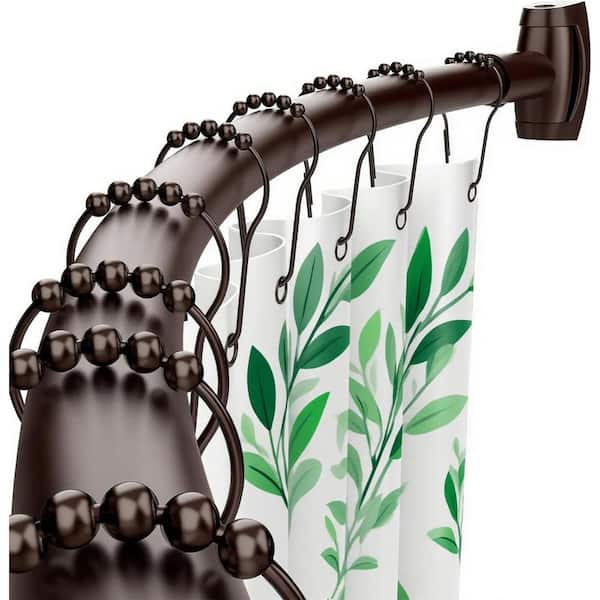 40-72 in. Adjustable Curved Shower Curtain Rod with Rotating Brackets, 0.9MM Aluminum Rod, Need to Drill, Bronze