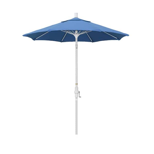 California Umbrella 7.5 ft. Matted White Aluminum Market Patio Umbrella Fiberglass Ribs and Collar Tilt in Capri Pacifica
