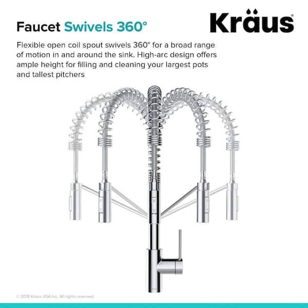 KRAUS Oletto Single-Handle Pull-Down Sprayer Kitchen Faucet in 