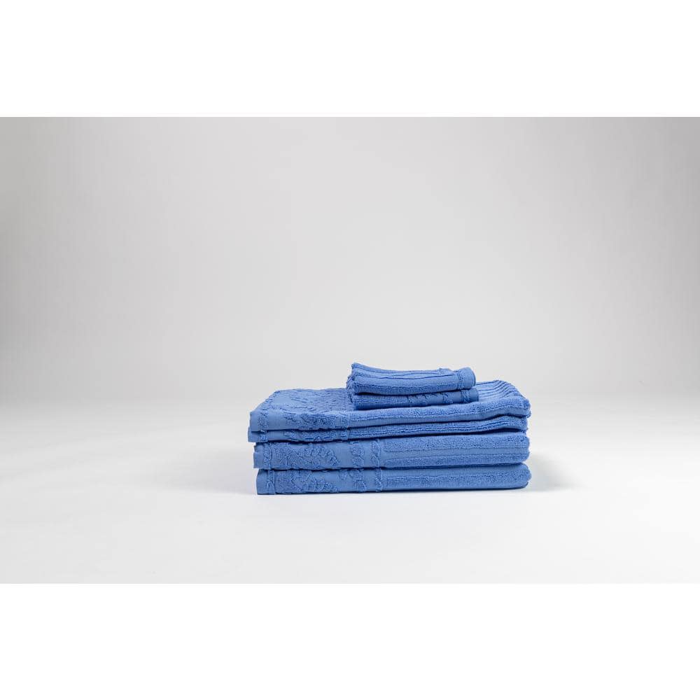 Lintex Anchor and Rope 6 Piece 100 Cotton Bath Towel Set Periwinkle 861956 The Home Depot