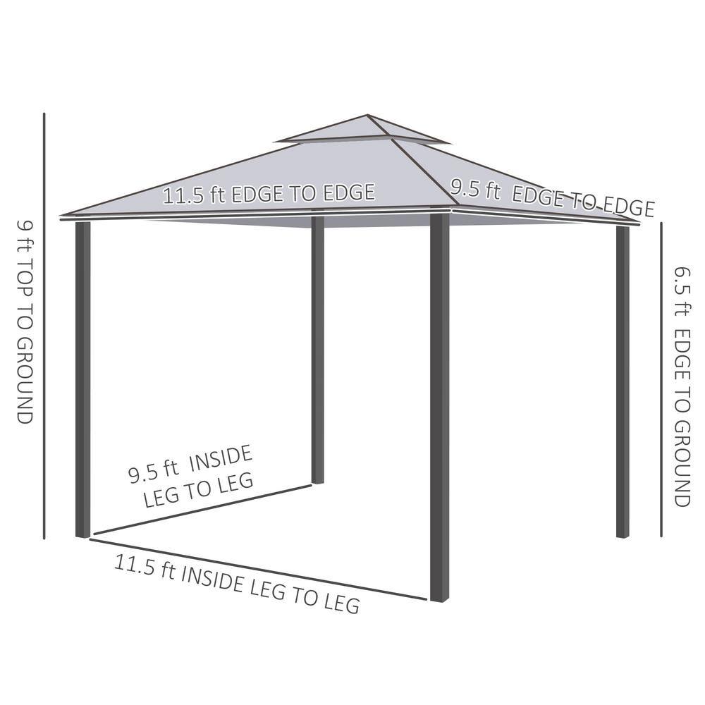 Cream White Steel Frame Patio Gazebo with Mesh Walls